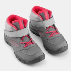Quechua Chaussures De Randonnée Enfant Avec Scratch MH100 Mid Grise Rose Du 24 AU 34 -Nabaiji chaussures de randonnee enfant avec scratch mh100 mid grise rose du 24 au 34 3