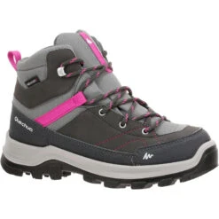 Quechua Chaussures De Randonnée Montagne Enfant MH500 Imperméables Grises/rose 28-38
