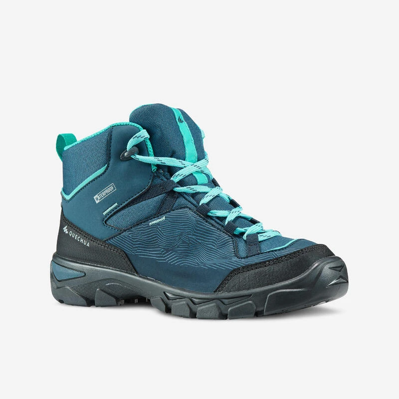 Quechua Chaussures Imperméables De Randonnée - MH120 MID Turquoises - Enfant 35 AU 38 1 Quechua Chaussures Imperméables De Randonnée - MH120 MID Turquoises - Enfant 35 AU 38