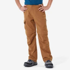Quechua Pantalon De Randonnée Modulable Enfant MH550 Marron Foncé 7-15 Ans