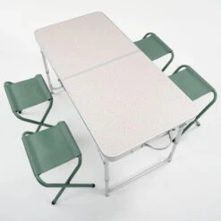 Quechua TABLE DE CAMPING PLIANTE - 4 TABOURETS - 4 À 6 PERSONNES -Nabaiji table de camping pliante 4 tabourets 4 a 6 personnes 4