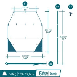 Devant -Nabaiji tarp abri camping multifonction fresh xl 1