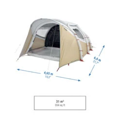 Quechua Tente Gonflable De Camping - Air Seconds 5.2 F&B - 5 Personnes - 2 Chambres -Nabaiji tente gonflable de camping air seconds 52 f and b 5 personnes 2 chambres 2