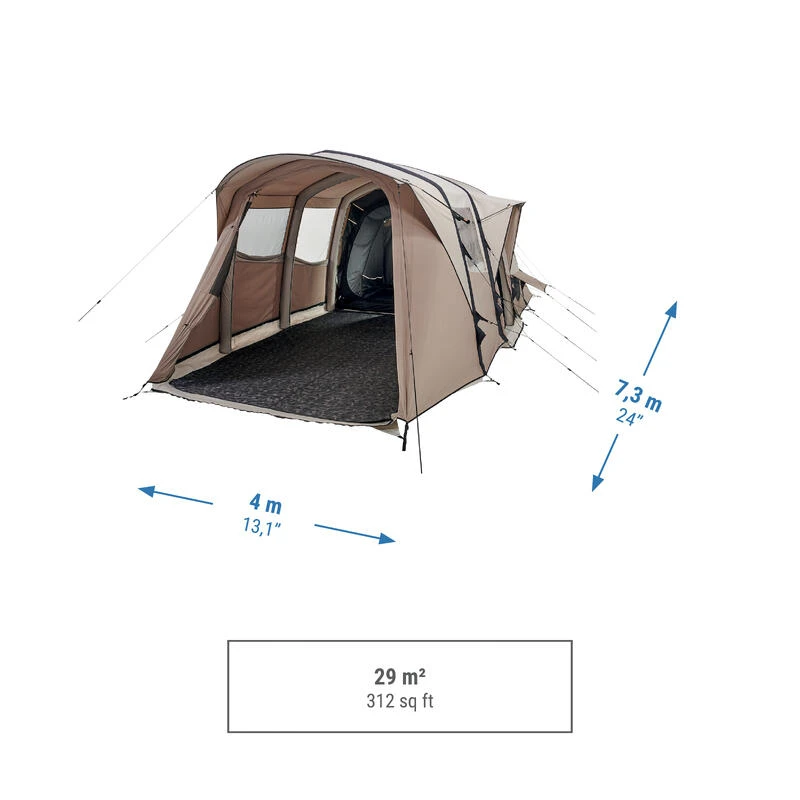 Quechua Tente Gonflable De Camping - AirSeconds 6.3 Polycoton - 6 Personnes - 3 Chambres 3 Quechua Tente Gonflable De Camping - AirSeconds 6.3 Polycoton - 6 Personnes - 3 Chambres – Image 3