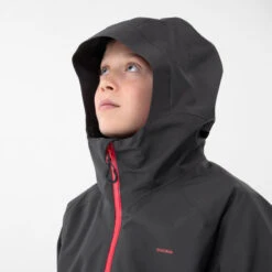 Quechua Veste Imperméable De Randonnée - MH550 Noire - Enfant -Nabaiji veste impermeable de randonnee mh550 noire enfant 3