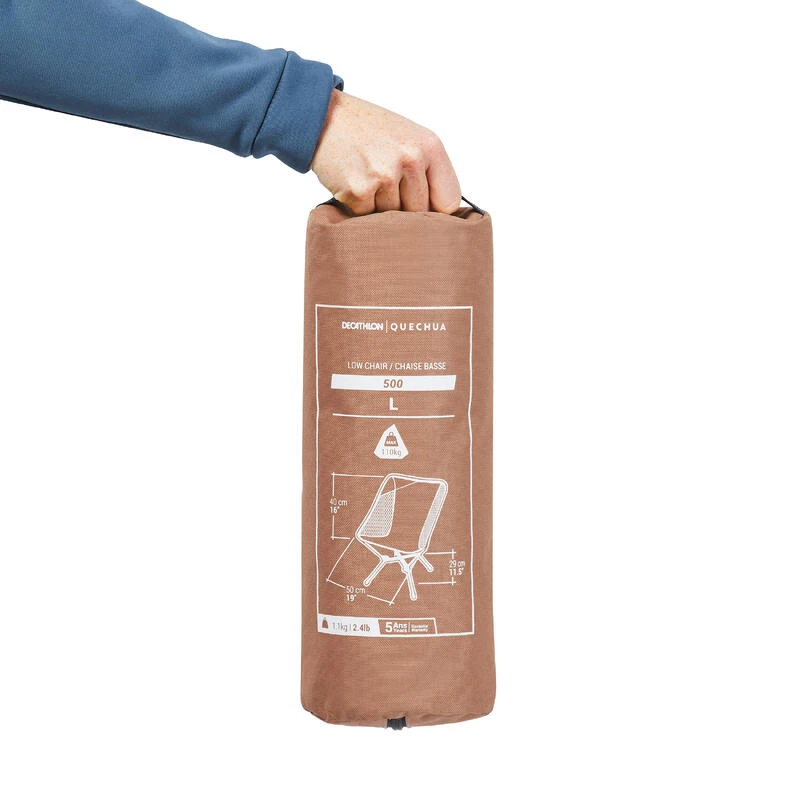 Devant -Nabaiji chaise basse pliante de camping mh500 marron 1